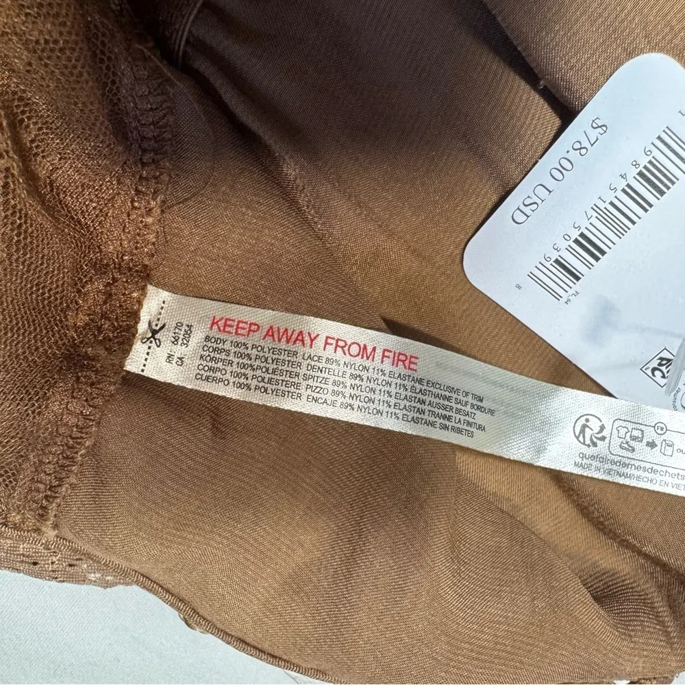 NWT New Free People Tell Me More Toffee Brown Bodysuit Size M